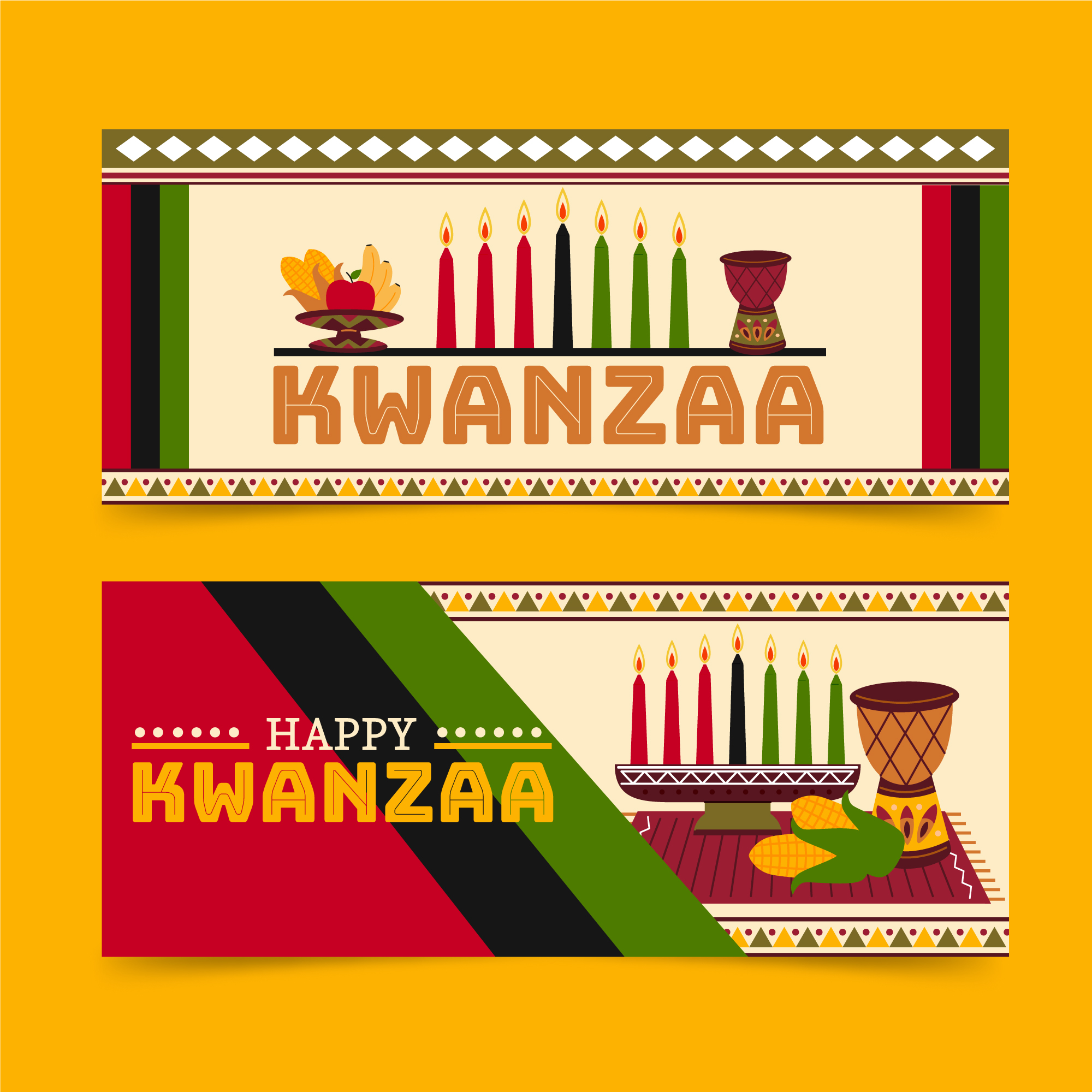 Hand-drawn-flat-kwanzaa banner template preview